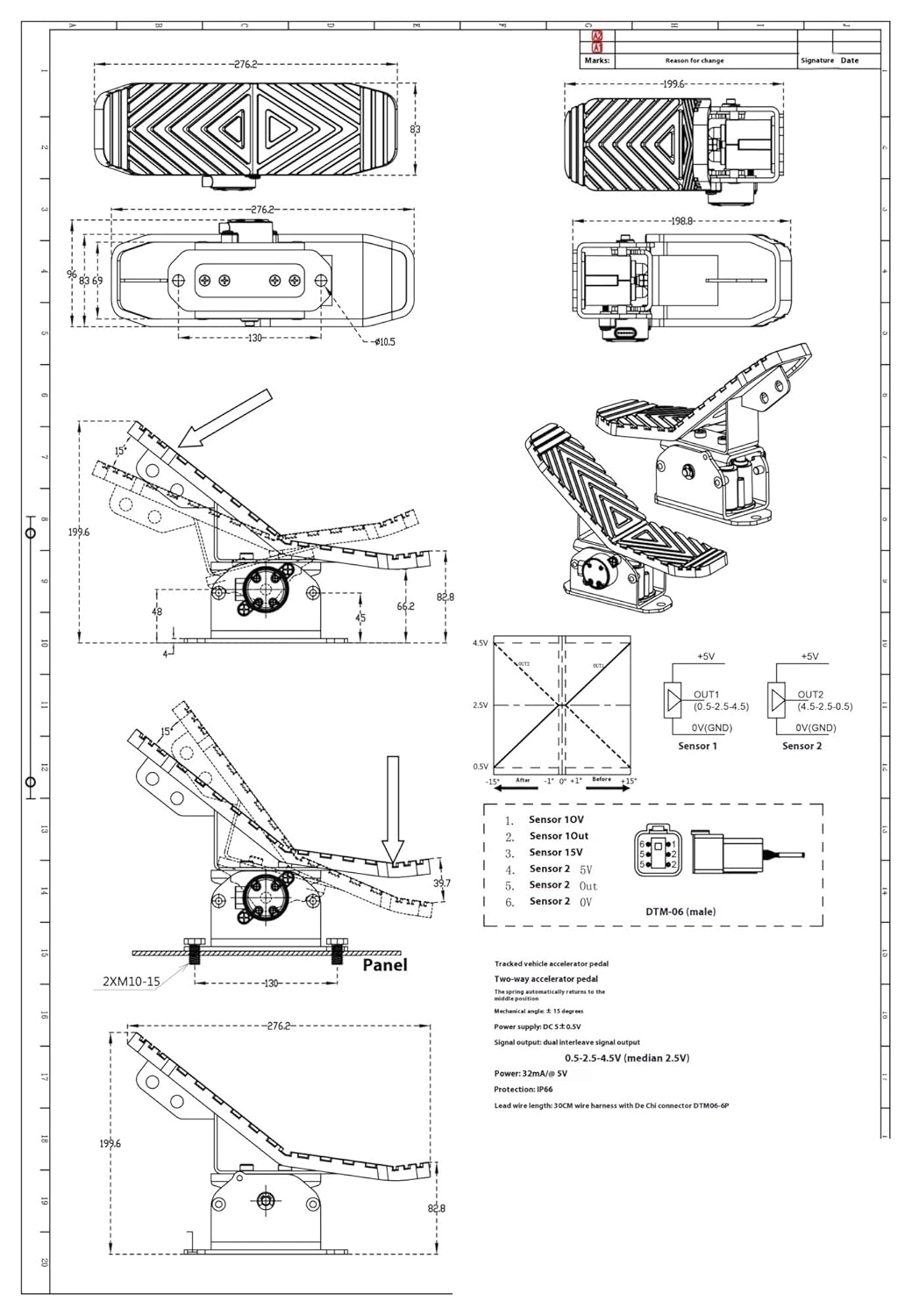SMC183 Two-way Accelerator Pedal, Tracked Vehicle Accelerator Pedal