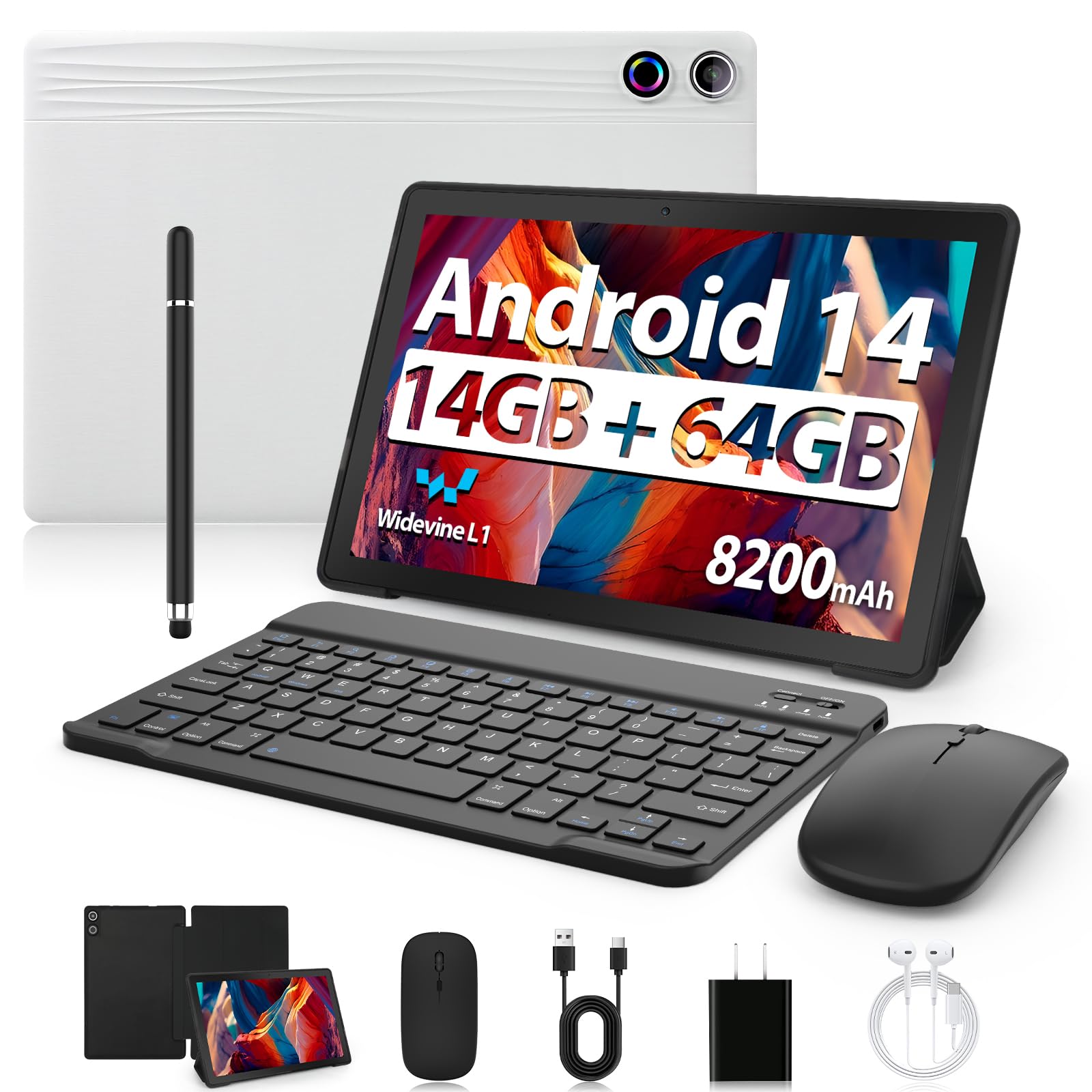 Tablet Anna Bell 10.1" Android 13/14 – Octa-Core A523, 14GB RAM, 128GB Storage, Con Tastiera E Mouse, Nuovo