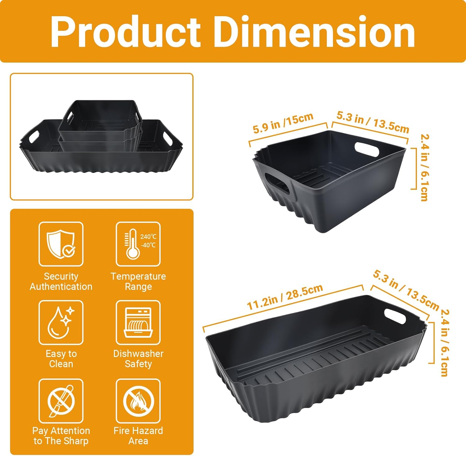 3 Pcs Silicone Baking Pans Set for Ninja SP0101 Digital Air Fry Oven, Reusable Air Fryer Liners, Easy to Clean