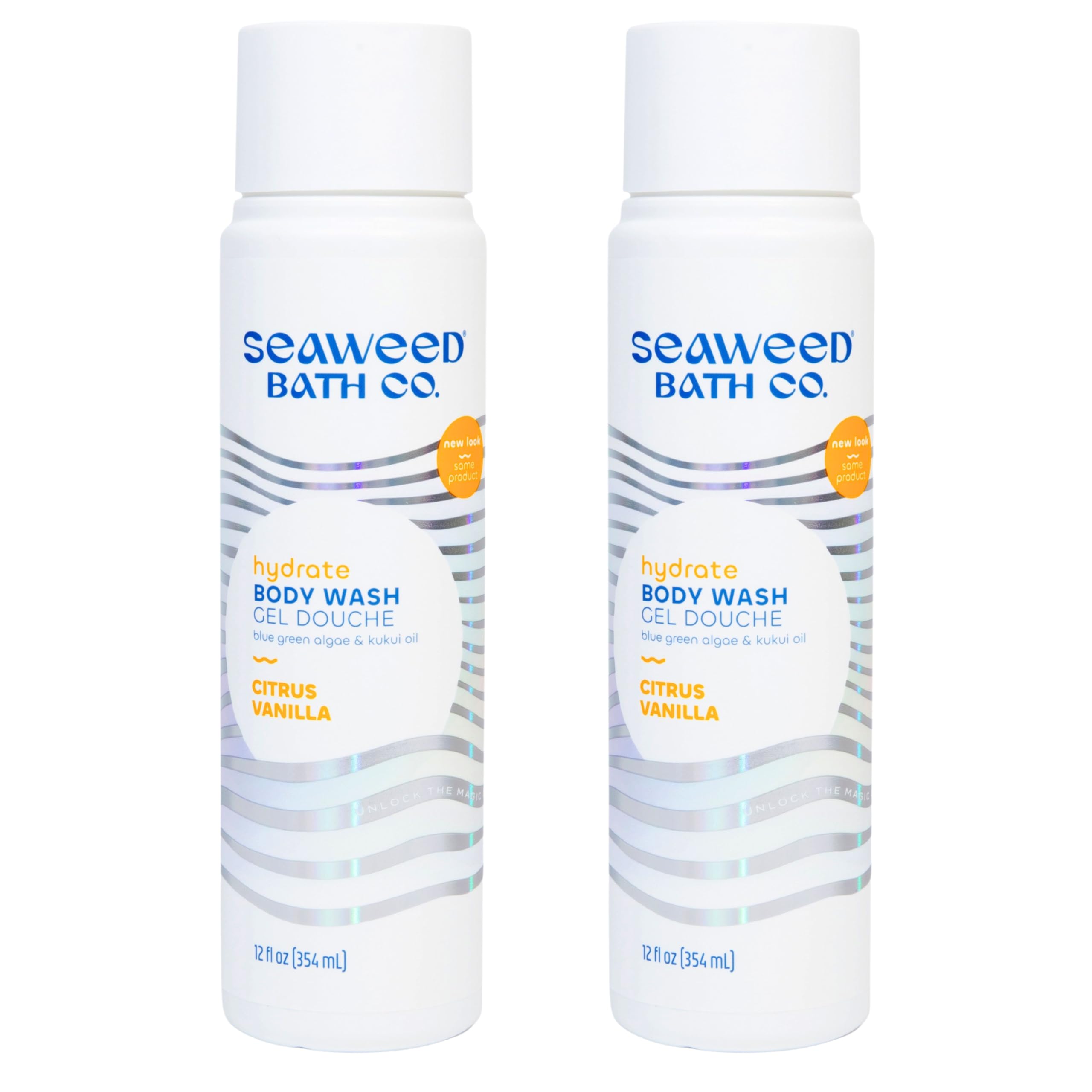 Seaweed Bath Co. Hydrate Body Wash - Citrus Vanilla | Foaming Shower Gel Cleanser with Natural Ingredients | Vegan, Paraben and Sulfate Free | For Women and Men | 12 oz (Pack of 2)