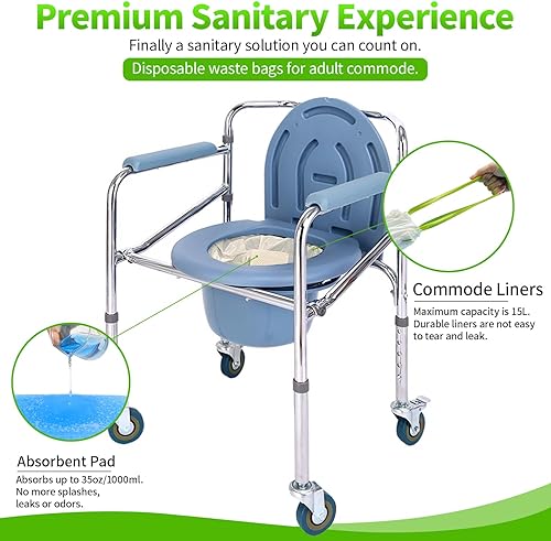 Miniatura 4 de Paquete de 30 forros para cómoda de cabecera con 30 almohadillas superabsorbentes y 20 guantes, bolsas de inodoro desechables para personas mayores