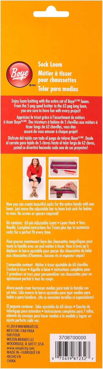Simplicity Adjustable Plastic Sock Loom Kit, 4pc