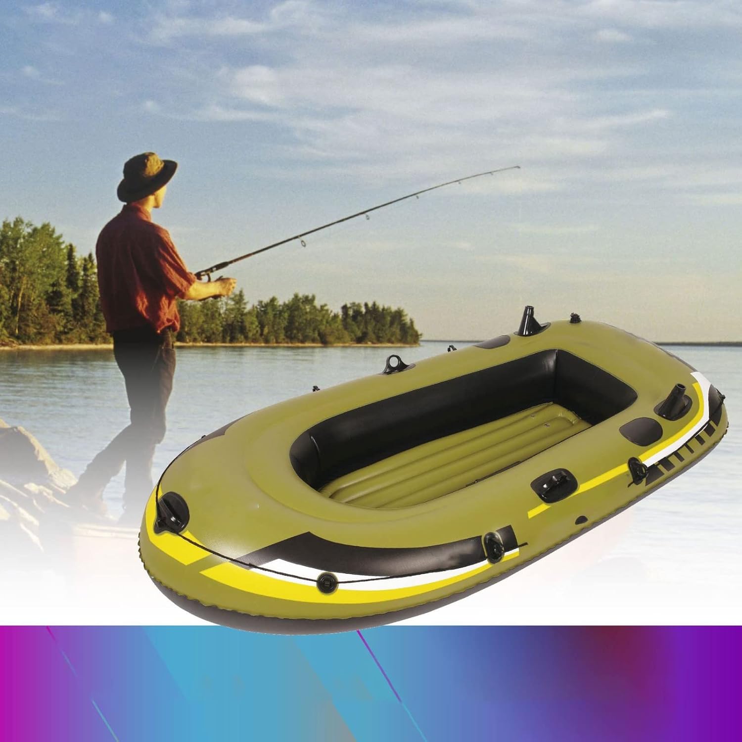 Thickened Environmentally Friendly PVC Fishing Inflatable Boat, Including Manual Air Pump, Paddle, Foldable Design, Convenient for Fishing and Rowing on Water(Size:252CM)