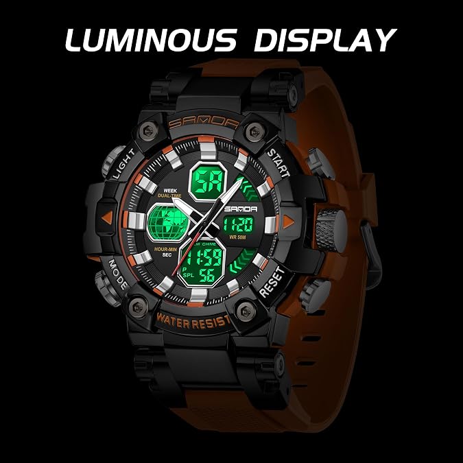MASTOP Tactical Watches for Men Multifunction Military Sport Waterproof Watch Dual Time Alarm Shockproof Relojes para Hombres