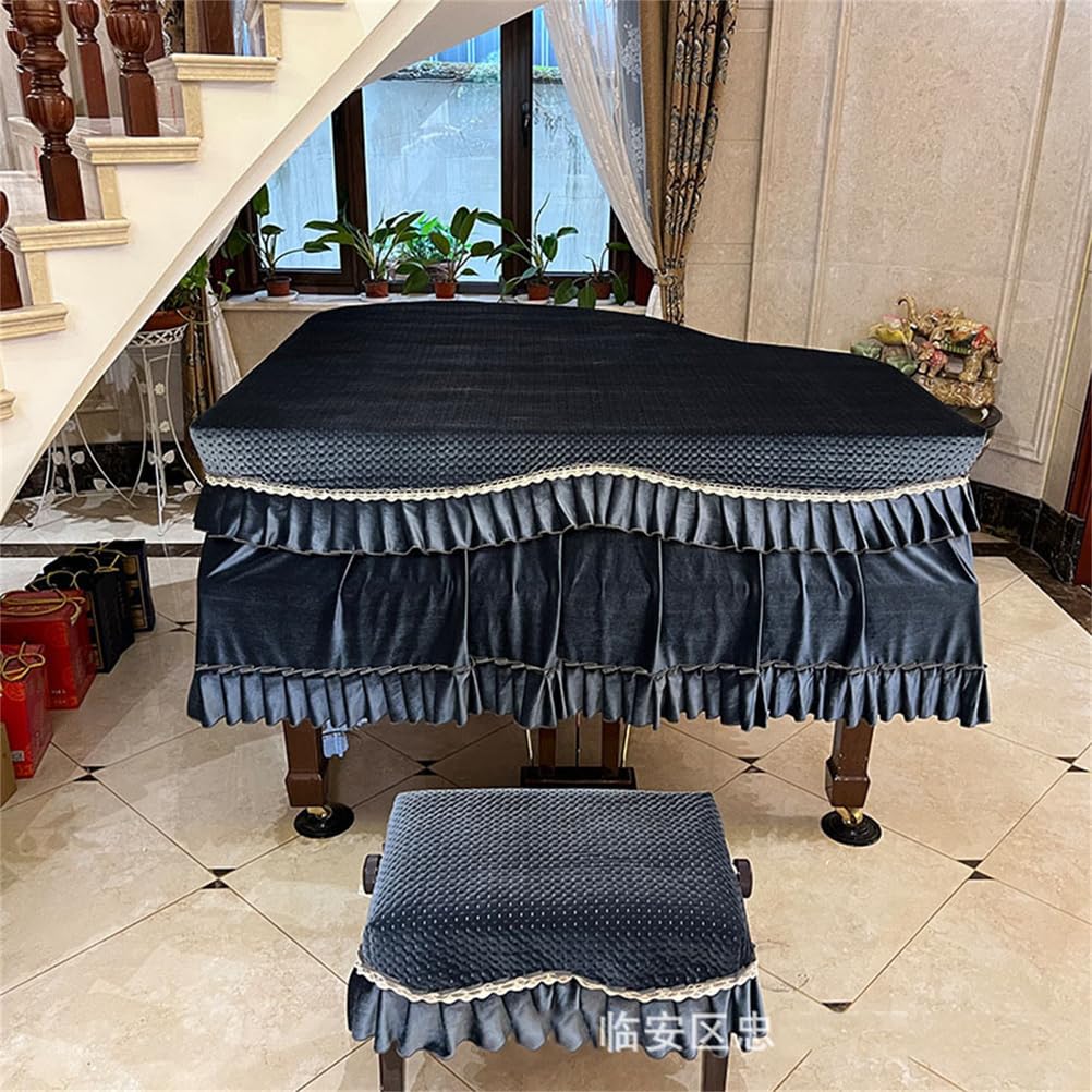 Copertura Antipolvere Personalizzata in Velluto di Lusso per Tastiera di Pianoforte a Coda, Copertura Protettiva Decorativa Antipolvere in Velluto Spesso per Pianoforte a Coda Completo, acce