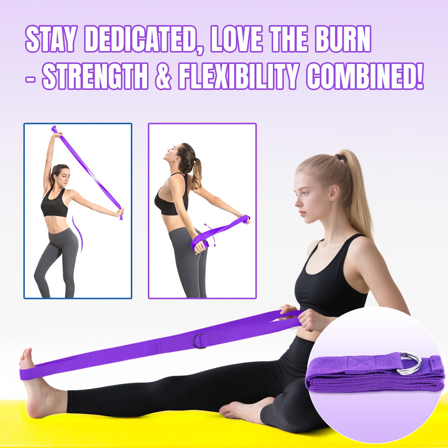 Pilates Ring Set - 6 Pièces, Anneau de Pilates, Ballon de Yoga, Bandes de Résistance, Kit Pilates pour Maison, Kits de Yoga et Pilates Accessoires, Cercle Magique de Fitness Femmes (Violet)
