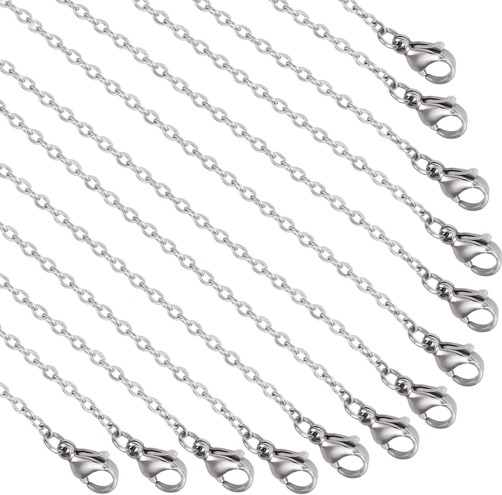 ZythremZythrem 30 Pcs Silver Necklace Chains Bulk 18 Inch/ 45cm Stainless Steel Chain 1.5mm Thin Necklace Chains for Jewelry Making Link Cable Chain with Lobster Clasps for Pendants DIY Jewelry Supplies