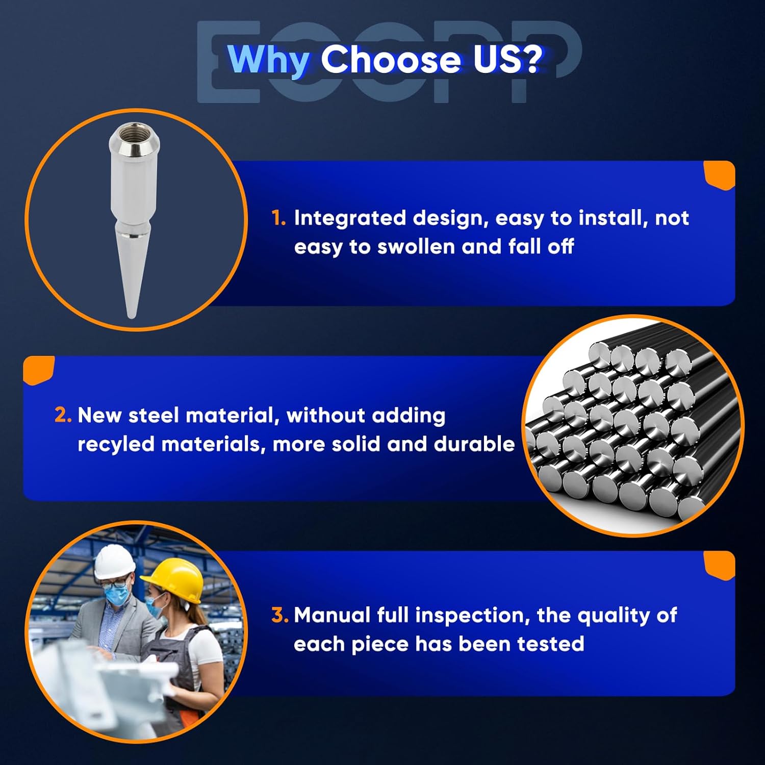 ECCPP 9/16 Spike Lug Nuts 32Pcs+ 1 Key Chrome Wheel Spiked Lug Nut 4.5" Tall Close End Lug Nuts fit for 2002-2010 for Dodge for Ram 1500 2500 | 2011-2013 for Ford E-150
