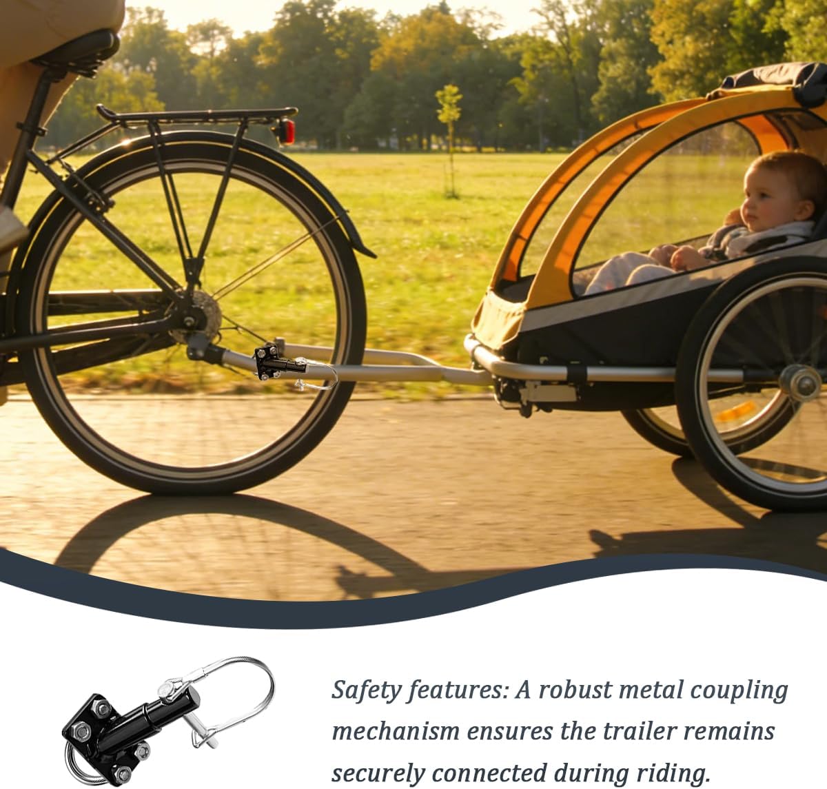 Bike Trailer Hitch Coupler Attachment, Heavy Duty Bicycle Tow Hitch Cargo Coupler Adapter, Bicycle Connector Replacement Parts Accessories, Universal for Bike Trailers