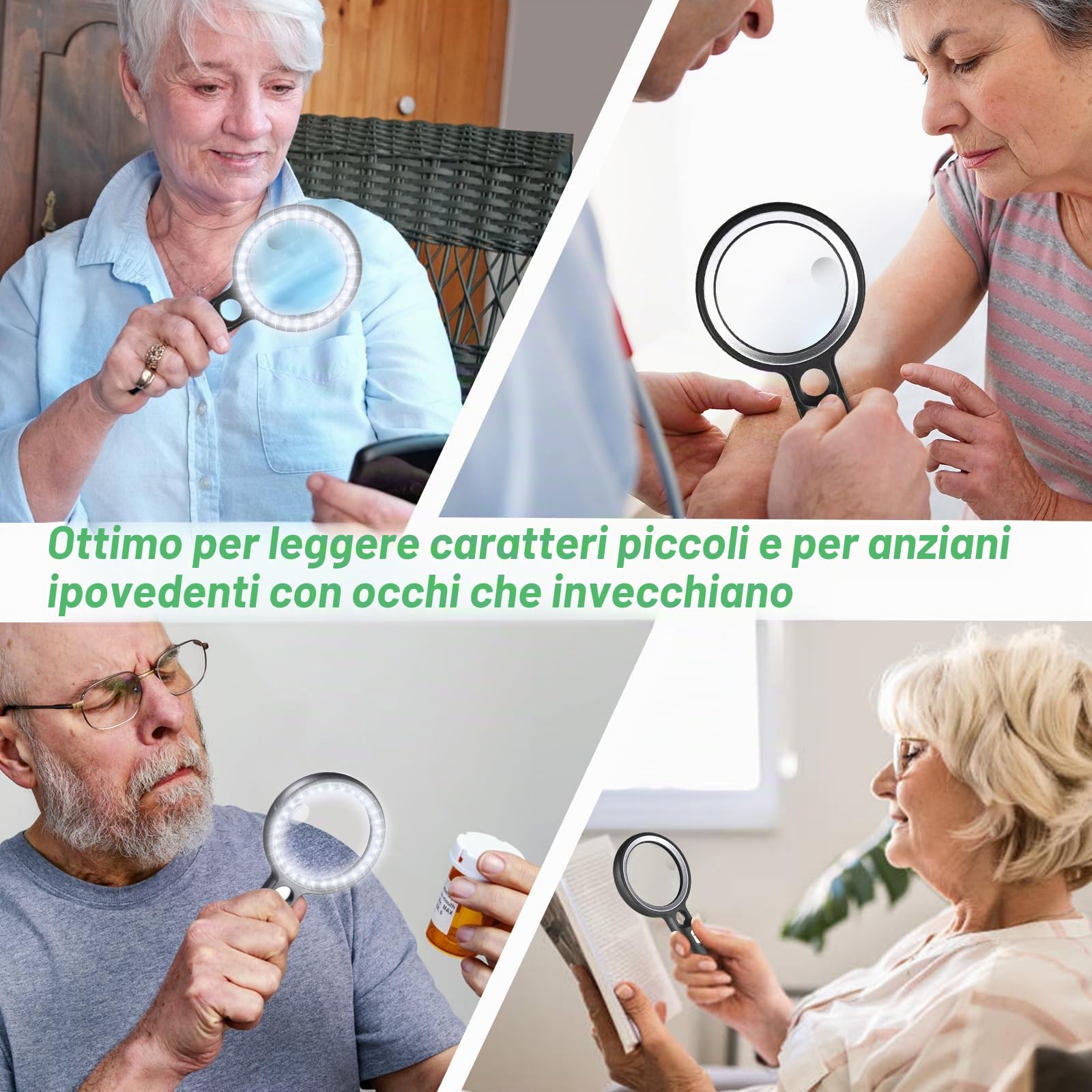 Lente d'ingrandimento LED 30X 45X 60X Professionale 2 Modalità 30 LED per Lettura Ispezione