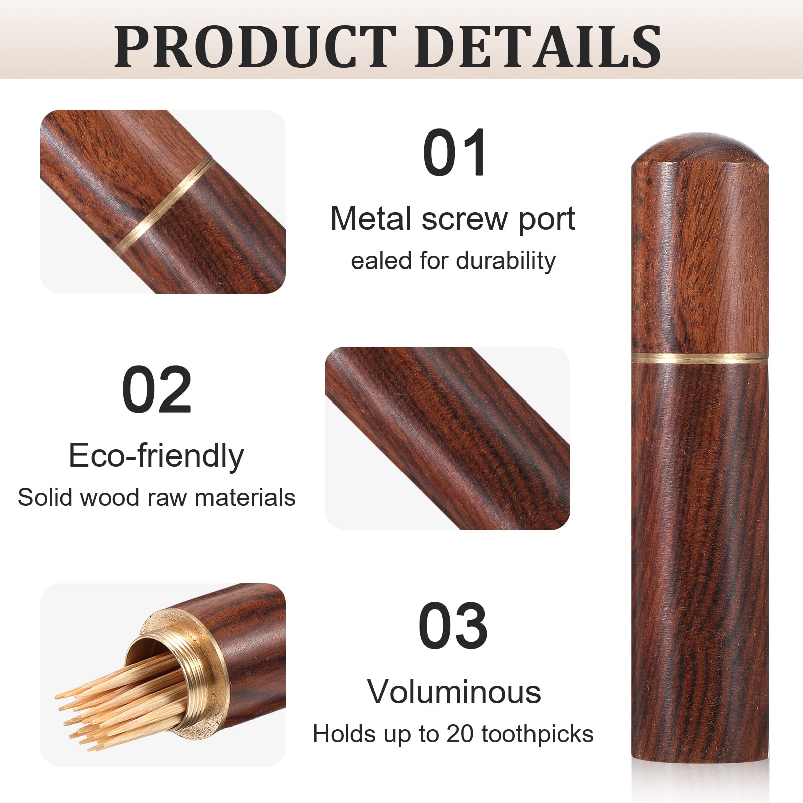 8 Pcs Portable Toothpick Holder, Mini Wood Pocket Tooth Pick