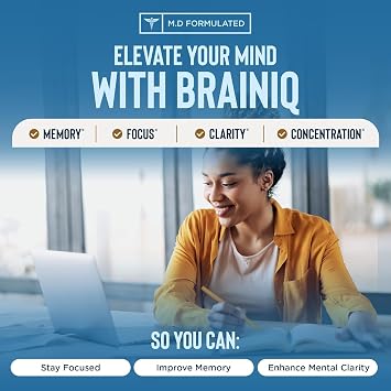 Relaxium BrainIQ Nootropic Brain Supplements | Memory Supplement for Brain Health | Cognitive Supplement & Memory Pill with Lion's Mane | L-threonine & Coffee Extract - 60 Count (Pack of 2)