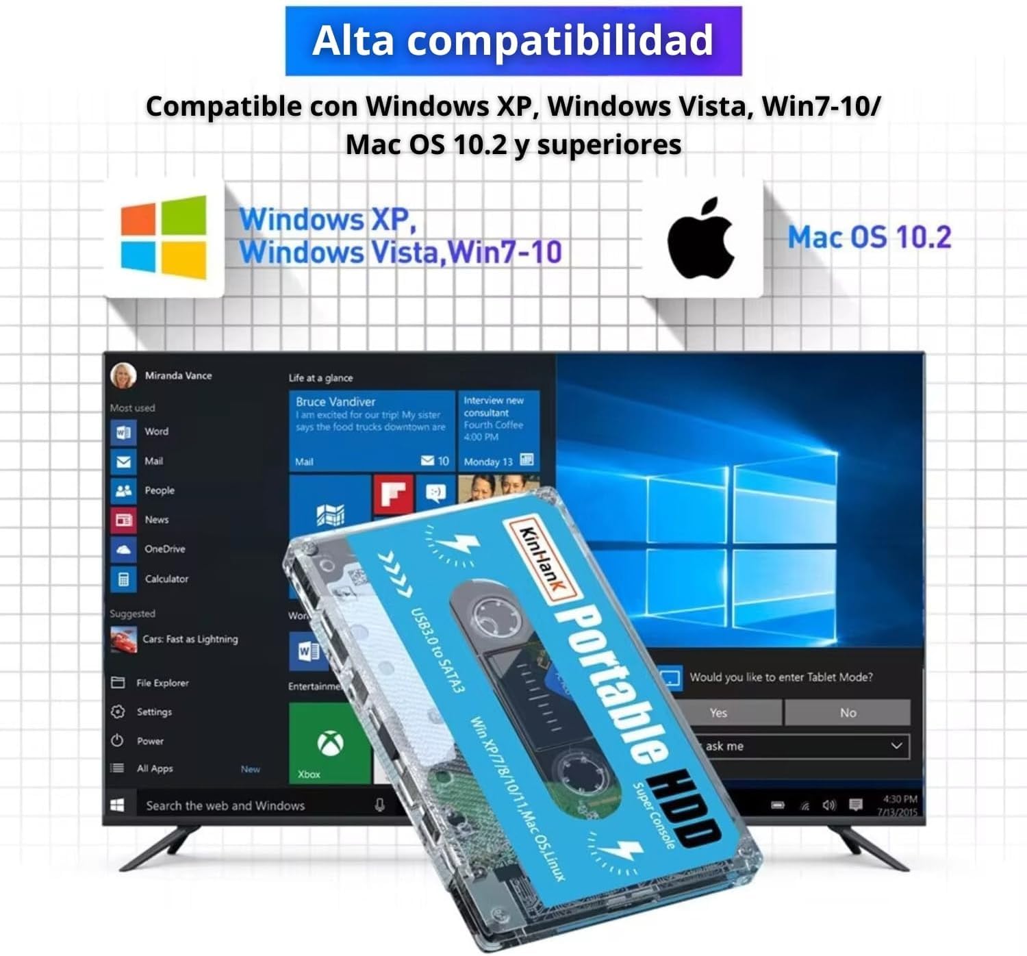 Kinhank Disco Esterno 500 GB Con 111.000 Giochi Retrò – Sistema Batocera 33, Plug & Play Per PC Windows, Notebook E Mini PC (incluso 2 Controller)