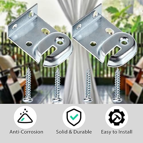 Miniatura 7 de Sumnacon Soportes de metal para persiana, 4 piezas de herrajes para persianas enrollables, montaje interior y exterior con tornillos, soporte