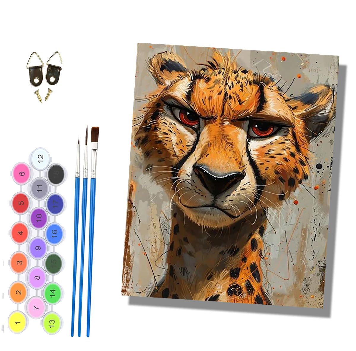 HONGPZH Paint by Numbers for Adults and Beginner Painting by Number Kits On Canvas Without Frame Painting Acrylic Paints Home Wall Decor 40x50cm/16x20in Angry Cheetah