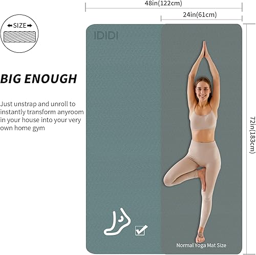 Miniatura 2 de Esterilla de yoga grande de 0.315 pulgadas (6 x 4 pies), extra larga y ancha, 72 x 48 x 0.32 pulgadas, tapete de fitness POE antideslizante,