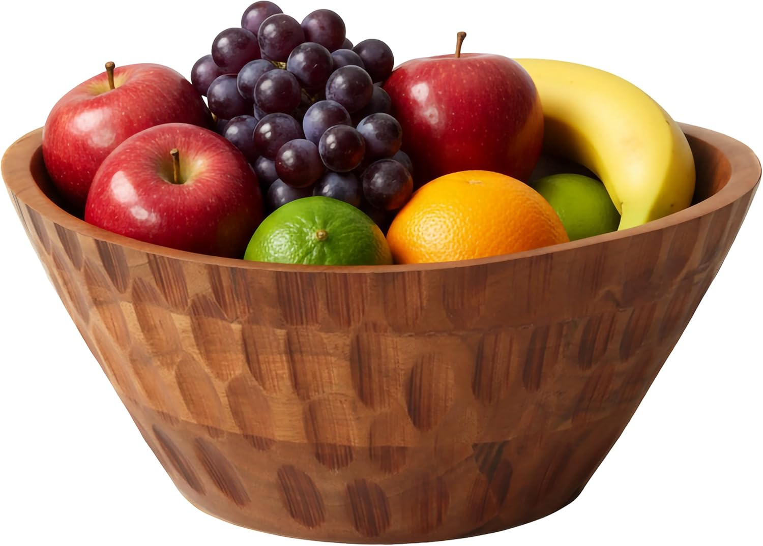 Wooden Fruit Bowl — For Kitchen Counter, 11" Large Natural Acacia Wood — Built To Last — Use as Fruit Holder, Snack, popcorn, or Entryway — Perfect Modern decorative centerpiece bowl