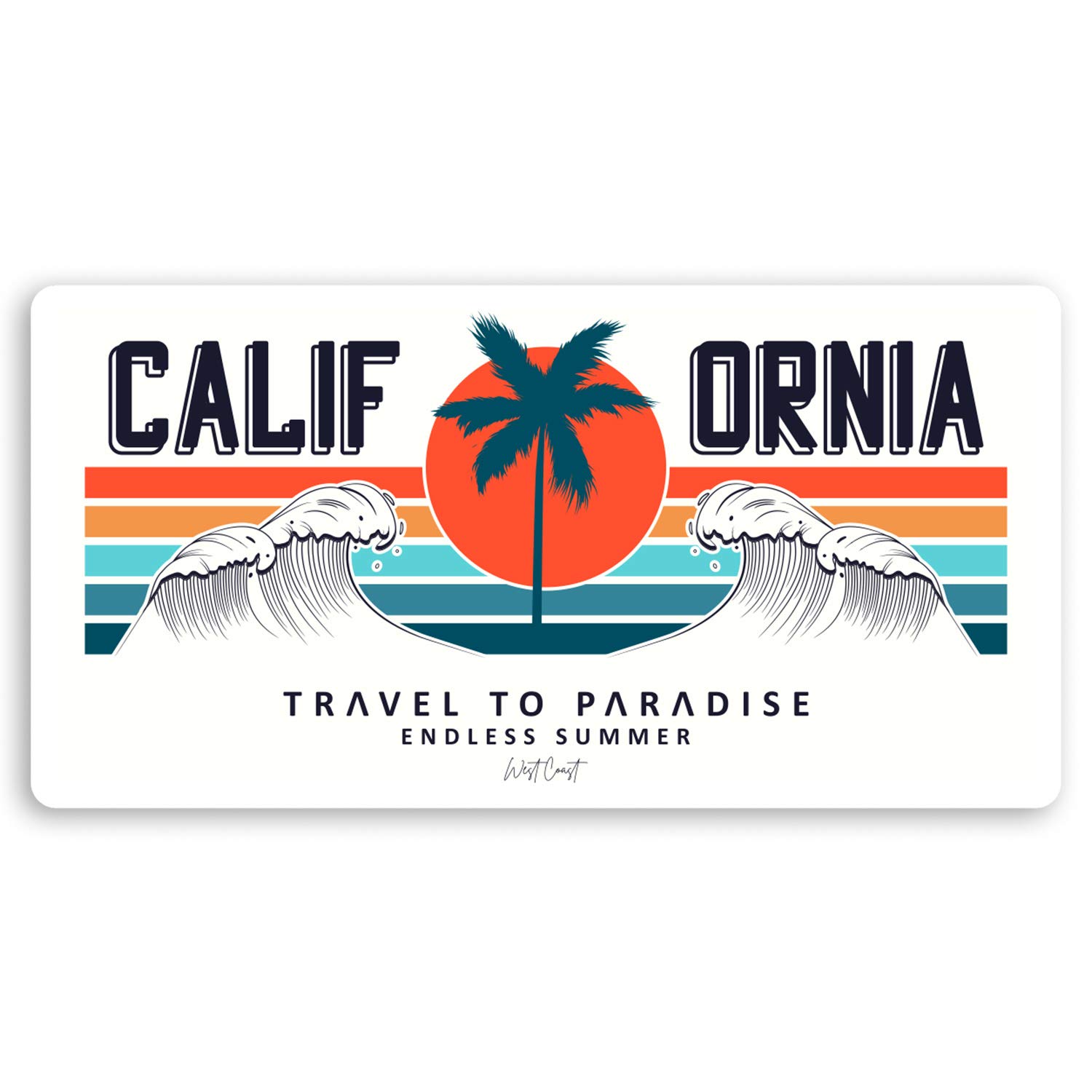 2 x 10cm California USA Vinyl Stickers - Surf Surfing Luggage Sticker #34670 (10cm Wide)