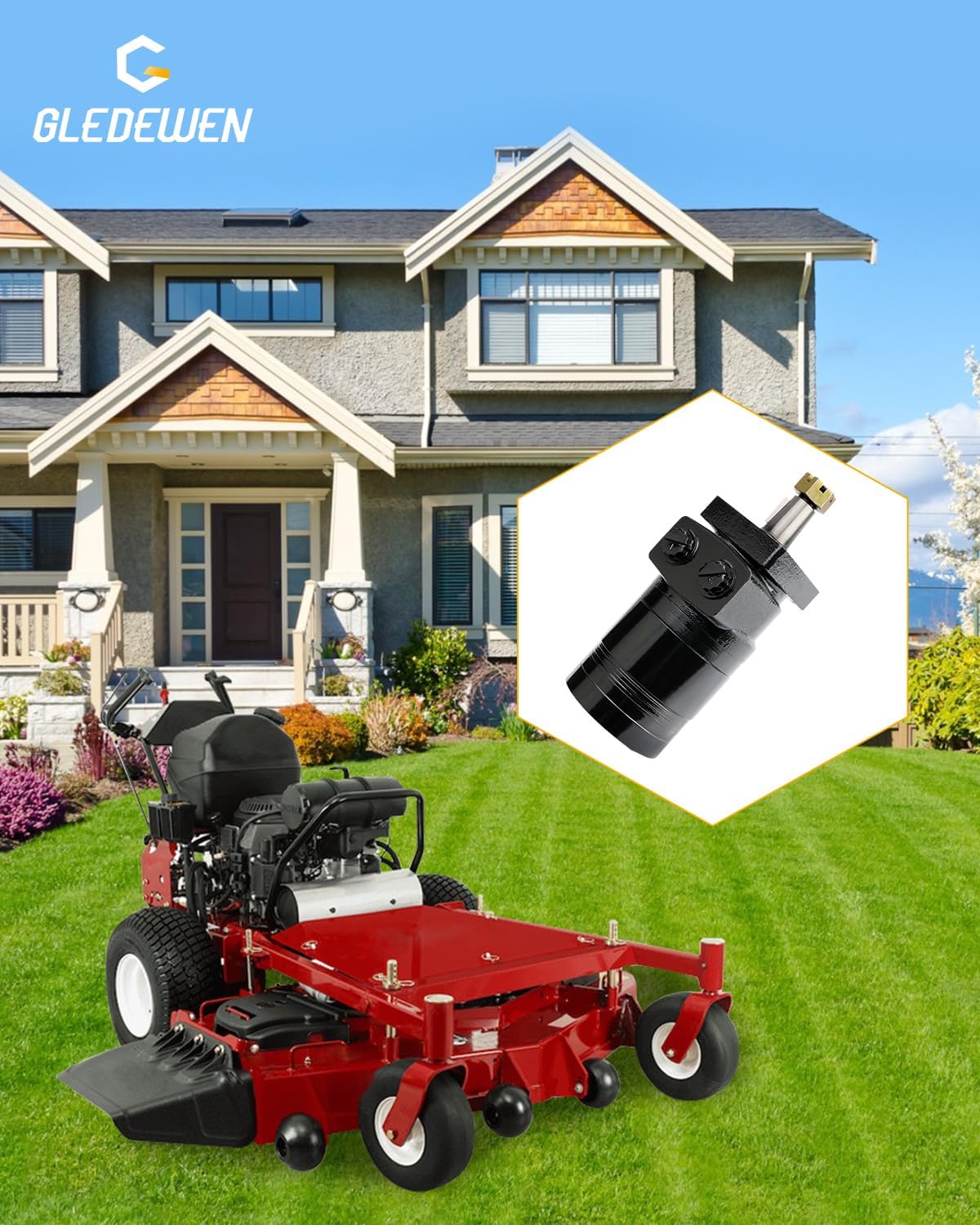 Gledewen 1-603718 Hydraulic Wheel Motor, Compatible with Exmark Turf Tracer Viking Hydro, Replace# 1603718, 025-515, 025515, TE0230FS250AAFA, Lawn Mower Drive Motor, Lawnmower Hydraulic Motor