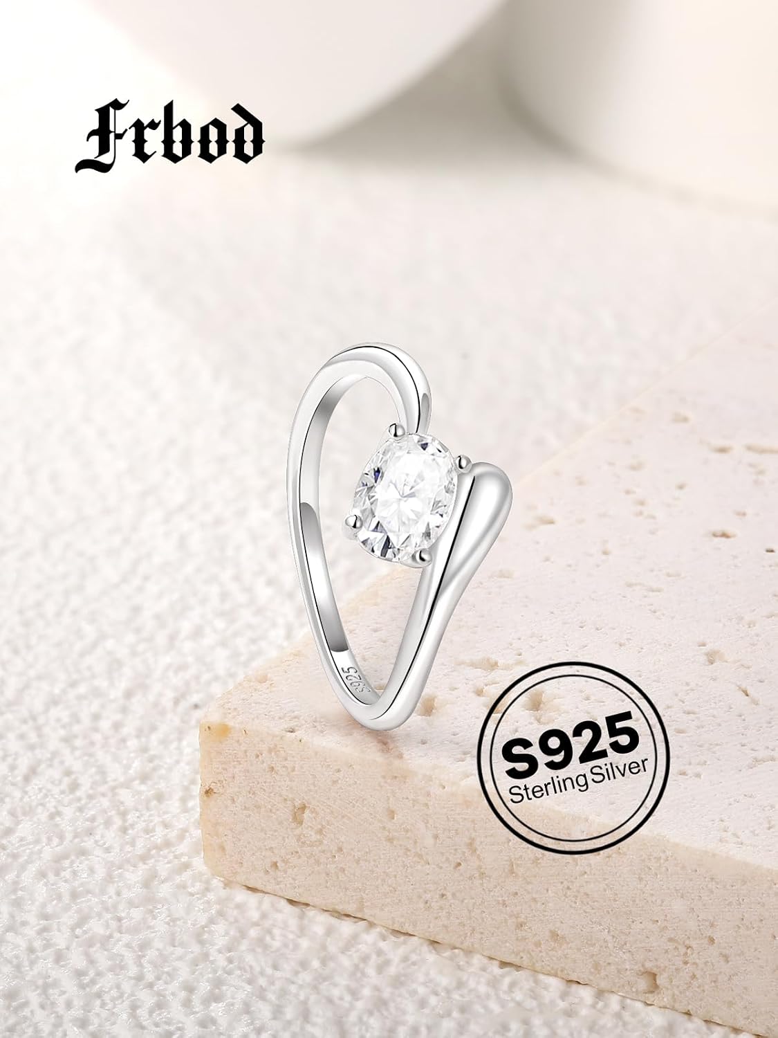 D Color VVS1 Clarity 1 Carat Open Moissanite Engagement Ring for Women, Oval Cut Wave Band with 925 Sterling Silver, Wedding Anniversaries Valentine's Day Jewelry, Size 5-11