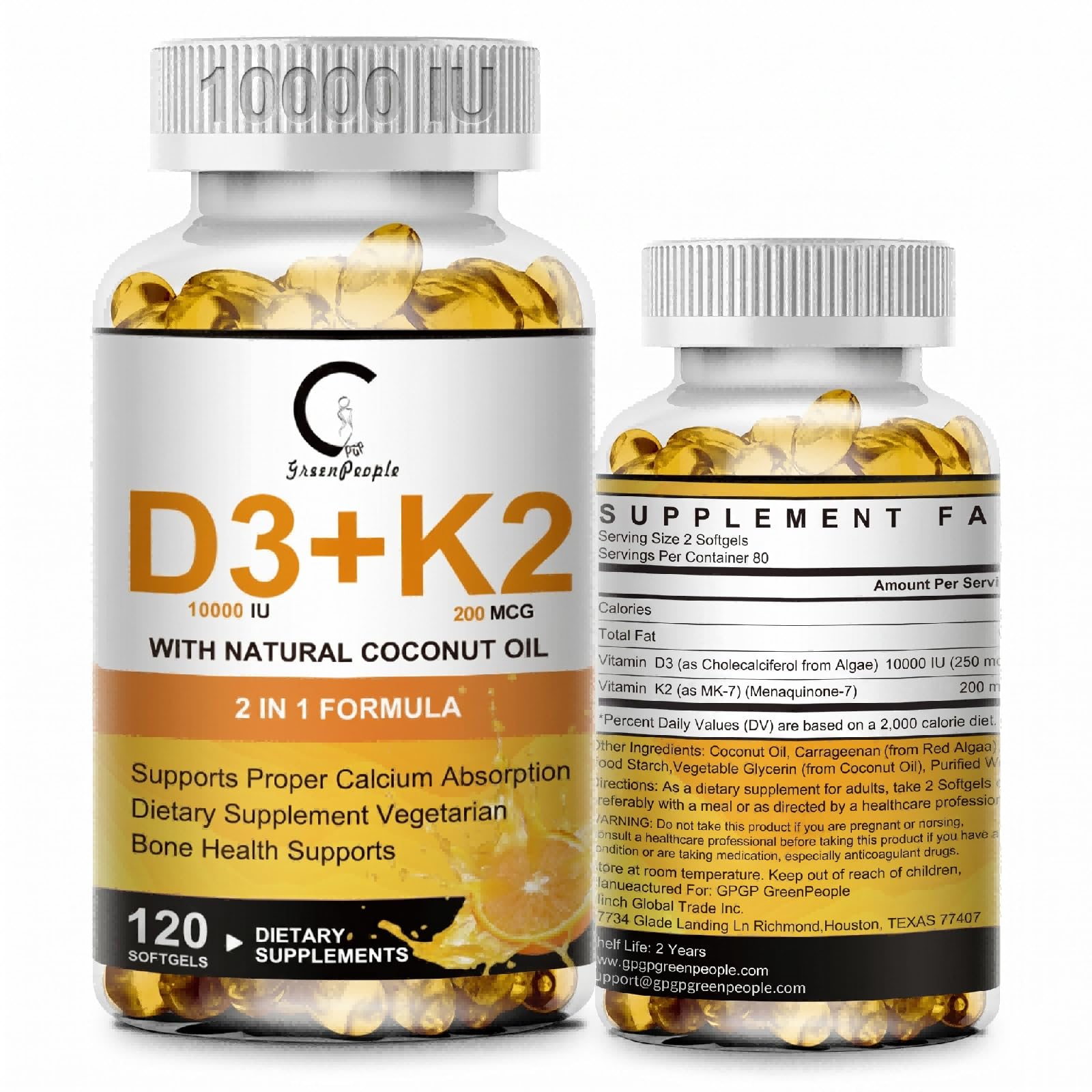 Vitamin D3 K2 Supplement 5000 IU + K2 MK7 200mcg with Coconut Oil, 120ct — Amazon image 10