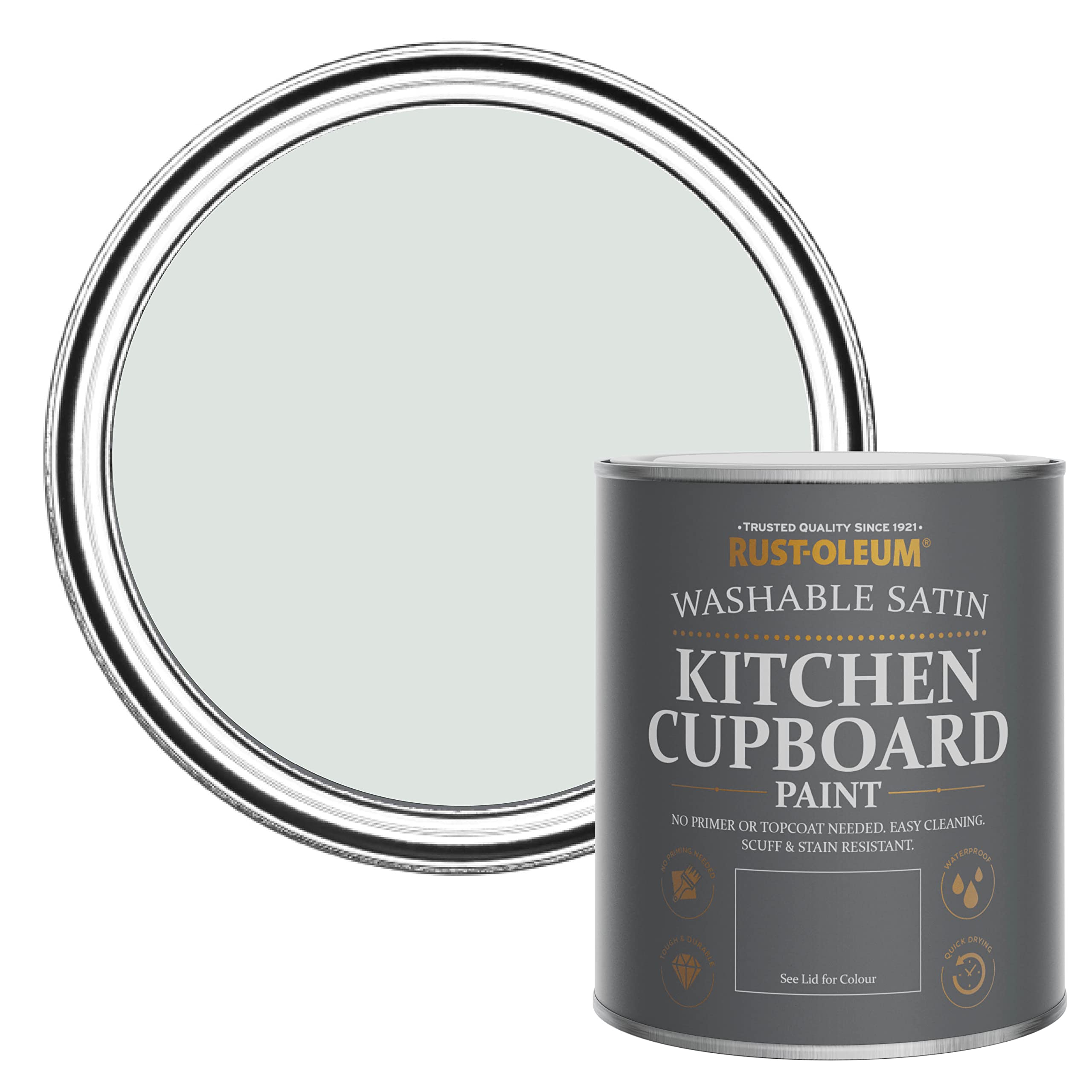 Rust-Oleum Library Grey Grey Scrubbable Kitchen Cupboard Paint In Satin Finish - 750Ml