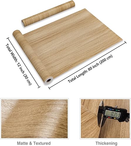 Miniatura 2 de CRE8TIVE Papel de contacto de madera marrón grueso, papel tapiz de madera para despegar y pegar, papel tapiz de madera texturizado extraíble,