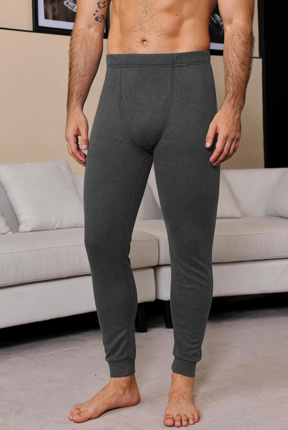 Men's Thermal Long Johns Extra Knee Layer Fleece Leggings Underwear Pant for Cold Weather (S-XXL) - Image 7