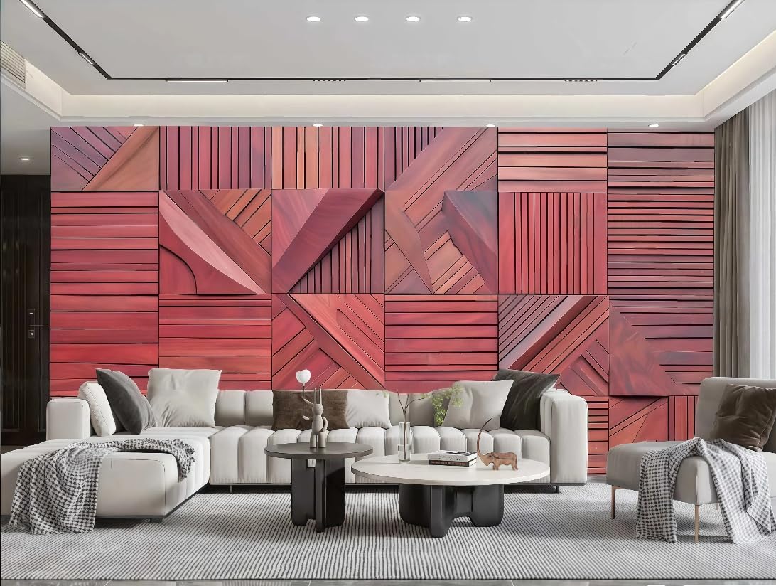 Papier peint art vertical Rosewood au relief effet peinture haut de gamme pour hôtel et salon