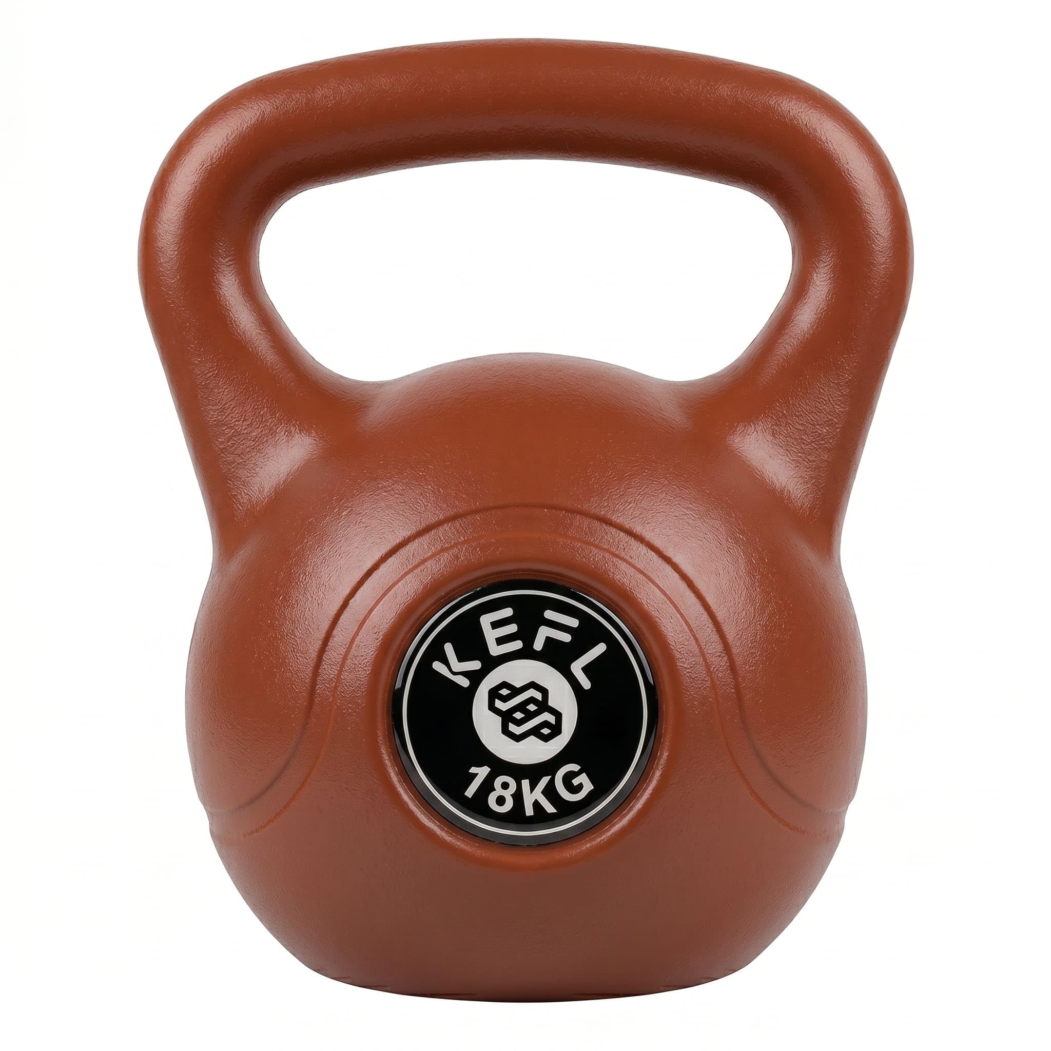 KEFL Vinyl Coated Kettlebell for Strength Training & Home Gym, Colour Coded Non-Slip Weight for Fitness, Conditioning & Full Body Workouts, 2kg–20kg (18kg - Brown)