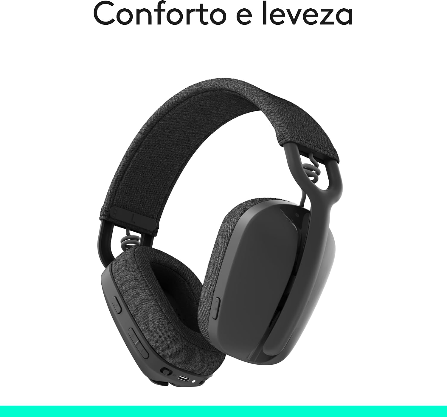 Headset Sem Fio Logitech Zone Vibe 100 Com Microfone Flip- to-Mute Com Cancelamento de Ruído, Conexão Bluetooth, Até 20h de Bateria, Design Leve e Confortável - Grafite