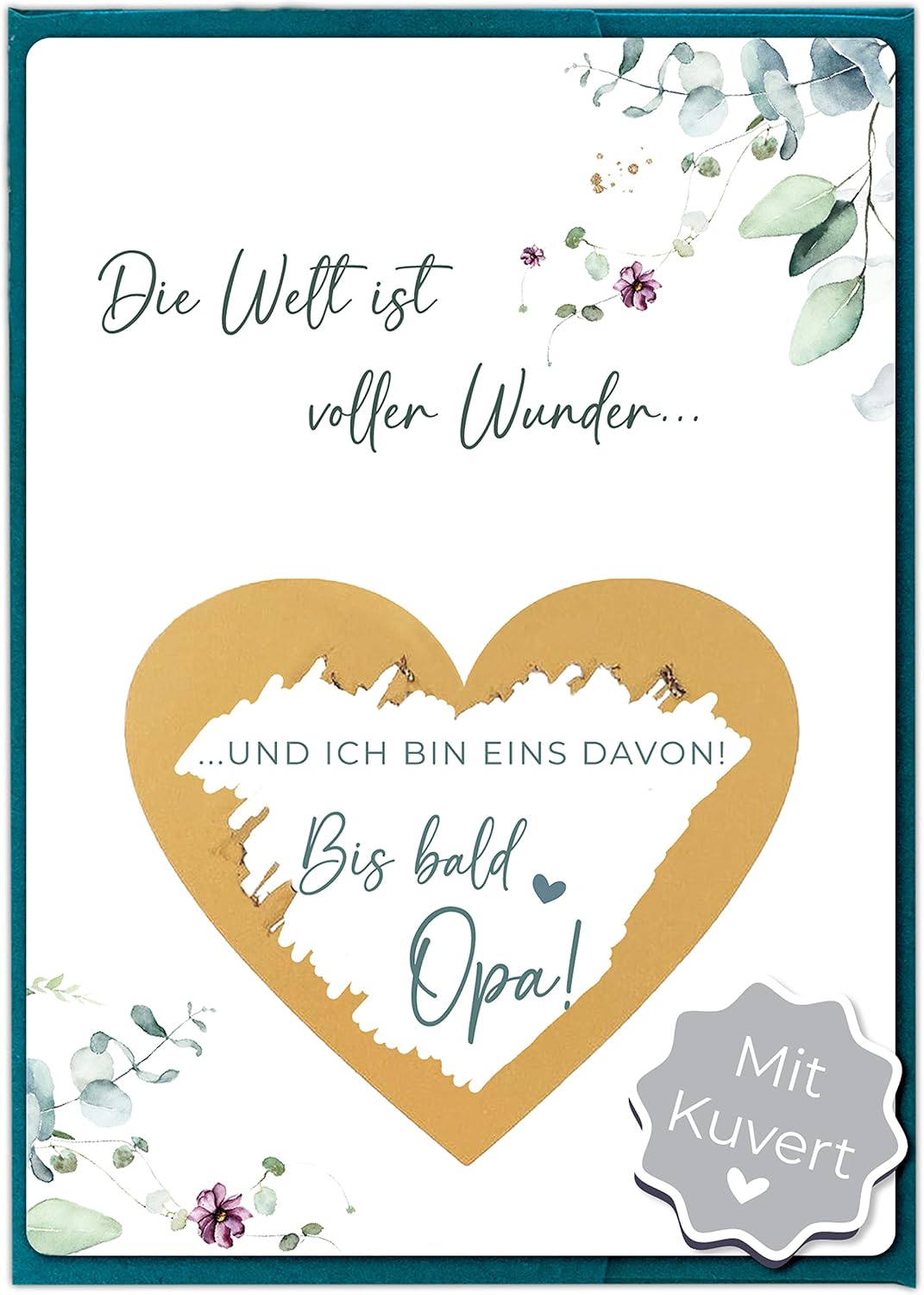 Joli Coon Scratch Card  Du wirst Opa  with Envelope Pregnancy Announcement Grandpa Scratch Cards