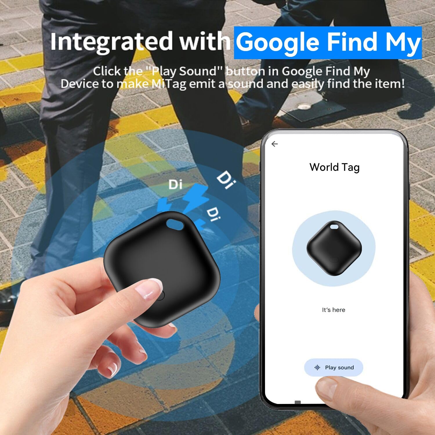 Smart Tag Android, Air Tag Localizzatore Bluetooth Compatibile con Trova dispositivo (Solo Android) Tag per Chiavi,Bagagli,Borse,Zaini,Impermeabile IP67 (nero, 2 pack)