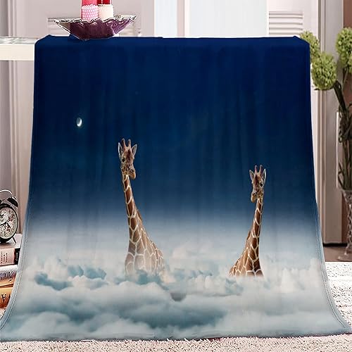 Manta de forro polar para mujeres, hombres y niños, súper suave, regalo (60 x 80 pulgadas), manta con patrón de jirafa espacial, cómoda, cálida,