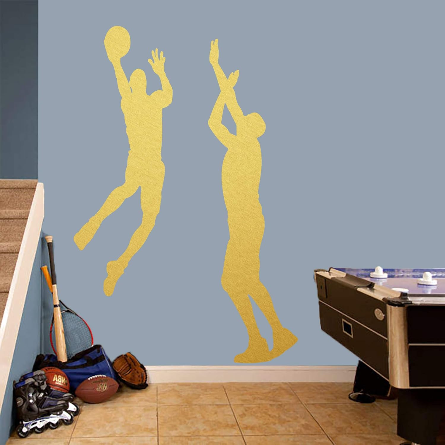 Basketball Players Wall Decal, Players Sports Silhouette Sticker Set for Nursery, Kids and Teens, Bedroom, Man Cave, Den | Large | Hot Pink | Select Your Color