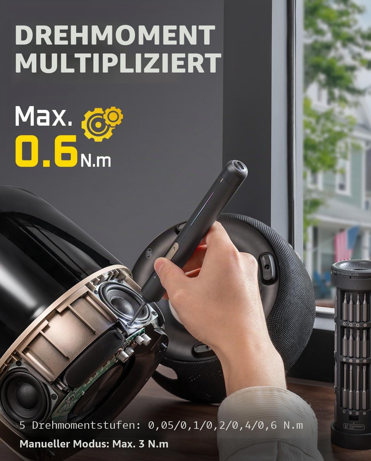 Fanttik E2 Ultra 3.7V Mini Elektro Schraubendreher Set, 50 in 1 Magnetische Präzisions-Schraubendreher Kit, Max 0.6N.m, 5/32 Zoll Sechskant, Geeignet für Reparatur für iPhone,Laptop, Brillen, Uhren