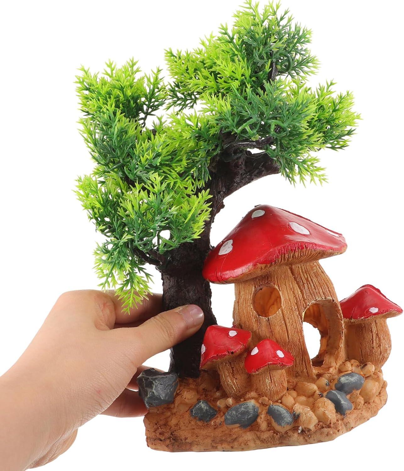Beaupretty Reptile Tank Decor Mushroom House Resin Hideout Cave Creative Shelter for Lizards Tortoises and Amphibians Terrarium Habitat Decoration