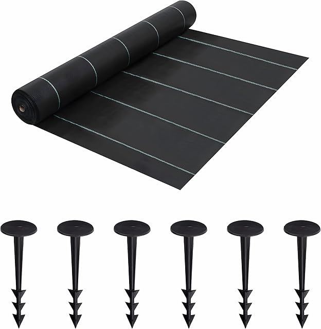 ORGA ECO-FRIENDLY Weed Membrane 2Mx5M, Weed Control Fabric,Ground cover Membrane, Ideal for use in Patios, Garden, Flower beds, Landscaping - weed suppressant membrane (Free 50pcs of garden pegs)