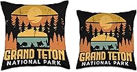 Vista 3 de Grand Teton Wyoming National Park Souvenir Hiking Grand Teton Camping National Park Souvenir Wyoming Buffalo - Almohada de 18 x 18 pulgadas