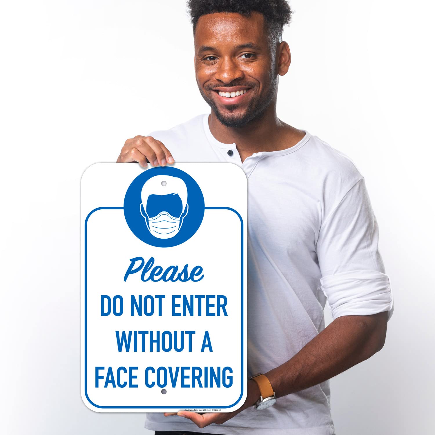 Wear Mask Sign, 12x18 Inches, Rust Free .063 Aluminum, Fade Resistant, Made in USA