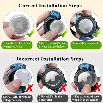 Airtag Dog Collar with Waterproof Air Tag Holder, Integrated Reflective Pet Collar with Soft Padding, Adjustable Nylon Collar for Small Medium Large Dogs, Blue,M (14.5