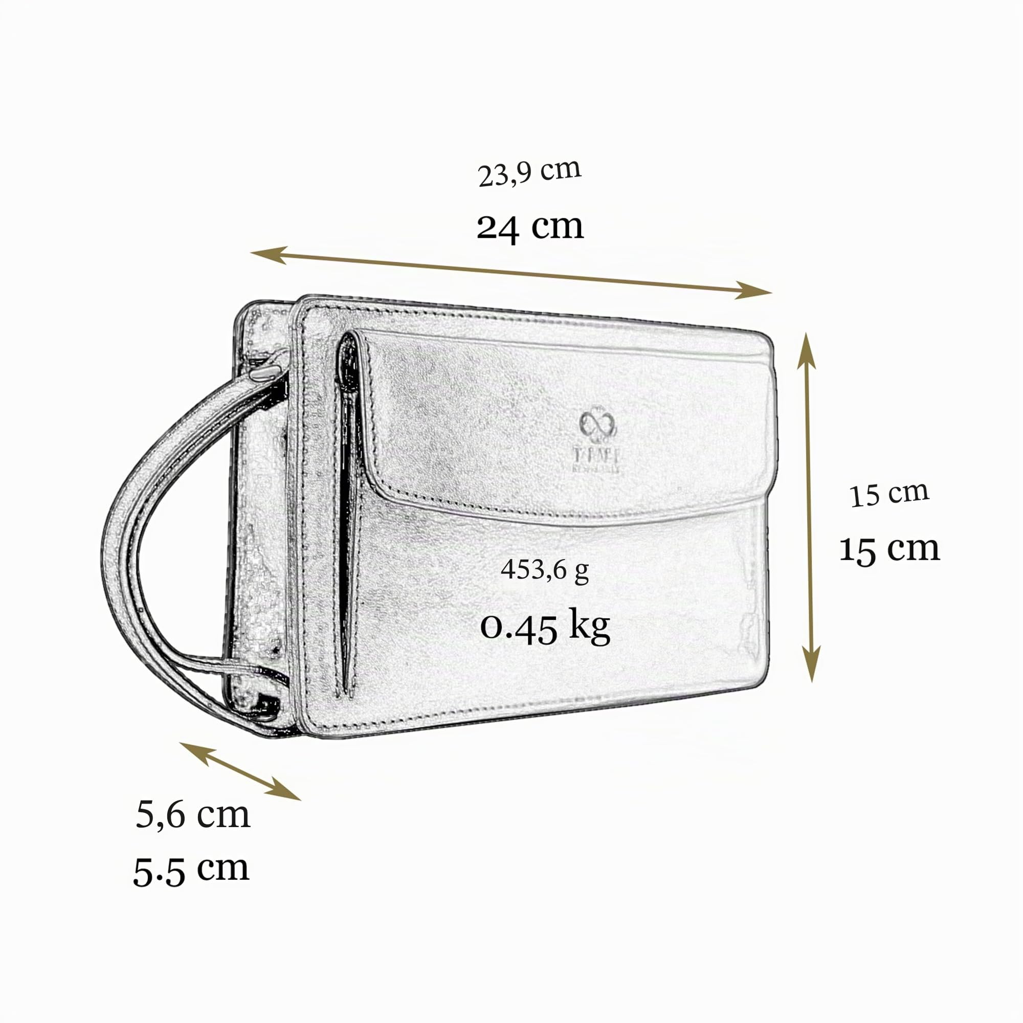 Time Resistance Pochette en cuir pour homme - Sac de poignet fait à la main en Italie