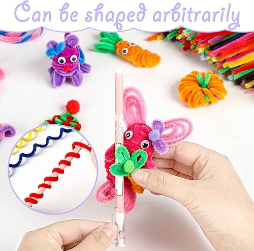 Miniatura 6 de Wensdr 1300 limpiadores de pipas con ojos googly para el día de San Valentín, cumpleaños, bricolaje, 1000 limpiadores de pipas con 300 ojos