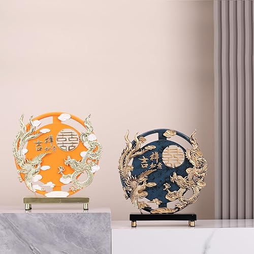 Miniatura 6 de Estatua de resina de arte abstracto moderno, escultura azul para decoración del hogar, estatua estética redonda única de la suerte para sala de