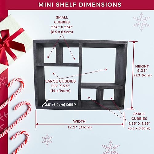 Miniatura 3 de Shelf & Stone - Mini estante de exhibición de fósiles y cristal (gris) - Estante rústico montado en la pared para decoración de granja para fósiles,