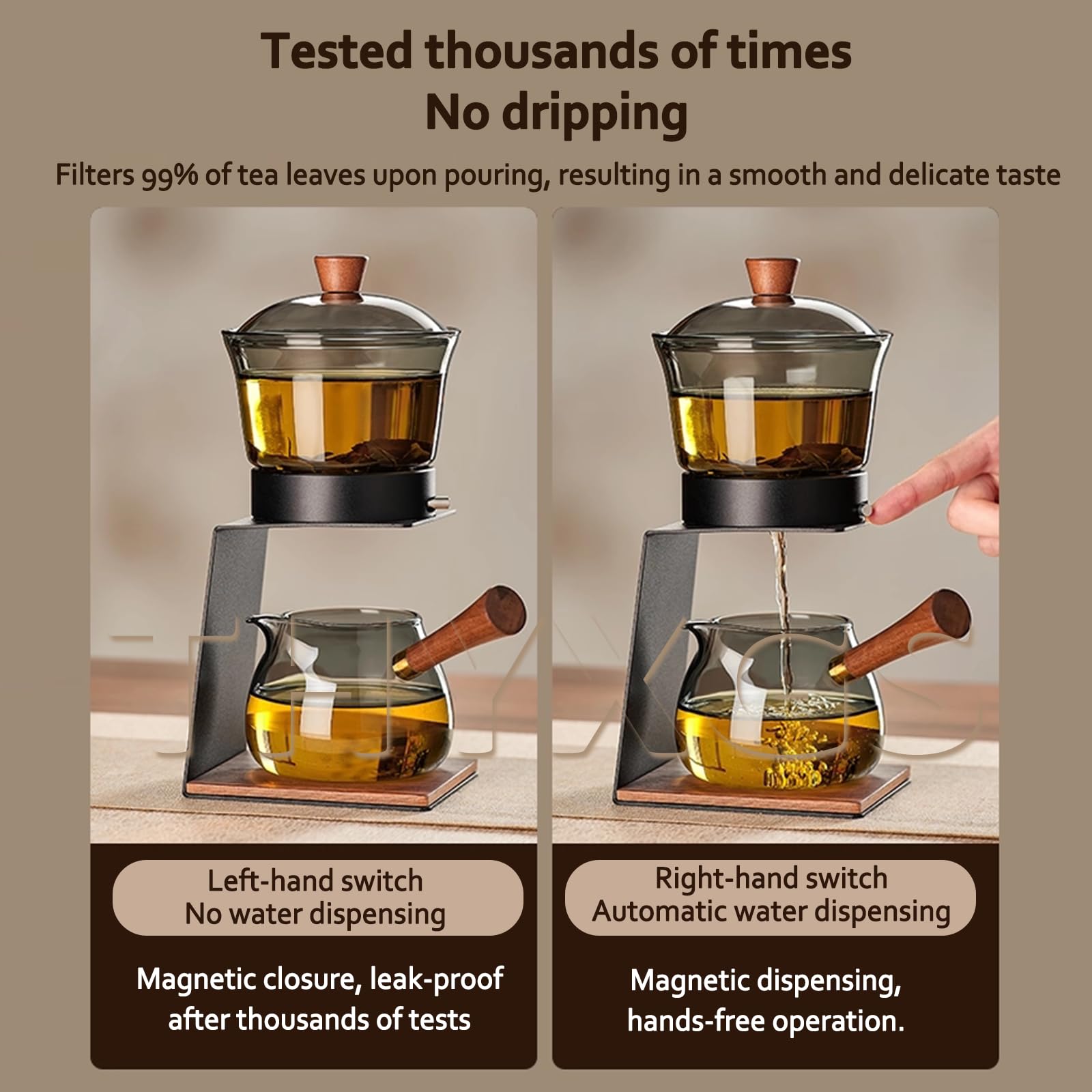 Infusore Automatico Magnetico per Il tè, Teiera in Stile Cinese con Infusore Automatico, Separazione tra tè E Acqua, Supporto in Lega, Rimovibile E Lavabile, per La Casa/casa da B