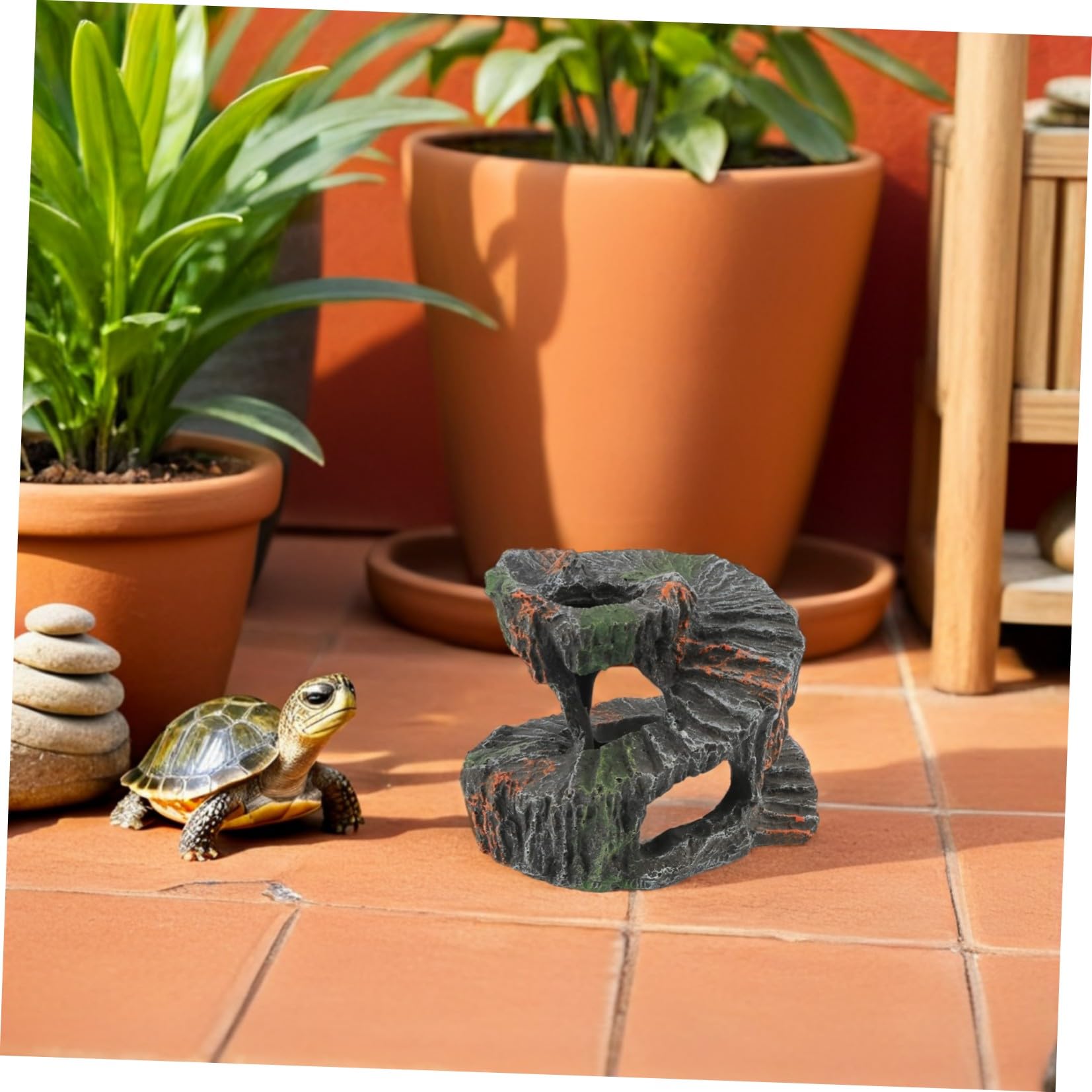 HEALLILY Piattaforma per Tartarughe d'Acqua in Resina, Piattaforma da Basking Facile da Scalare per Rettili e Tartarughe in Soggiorno o Studio