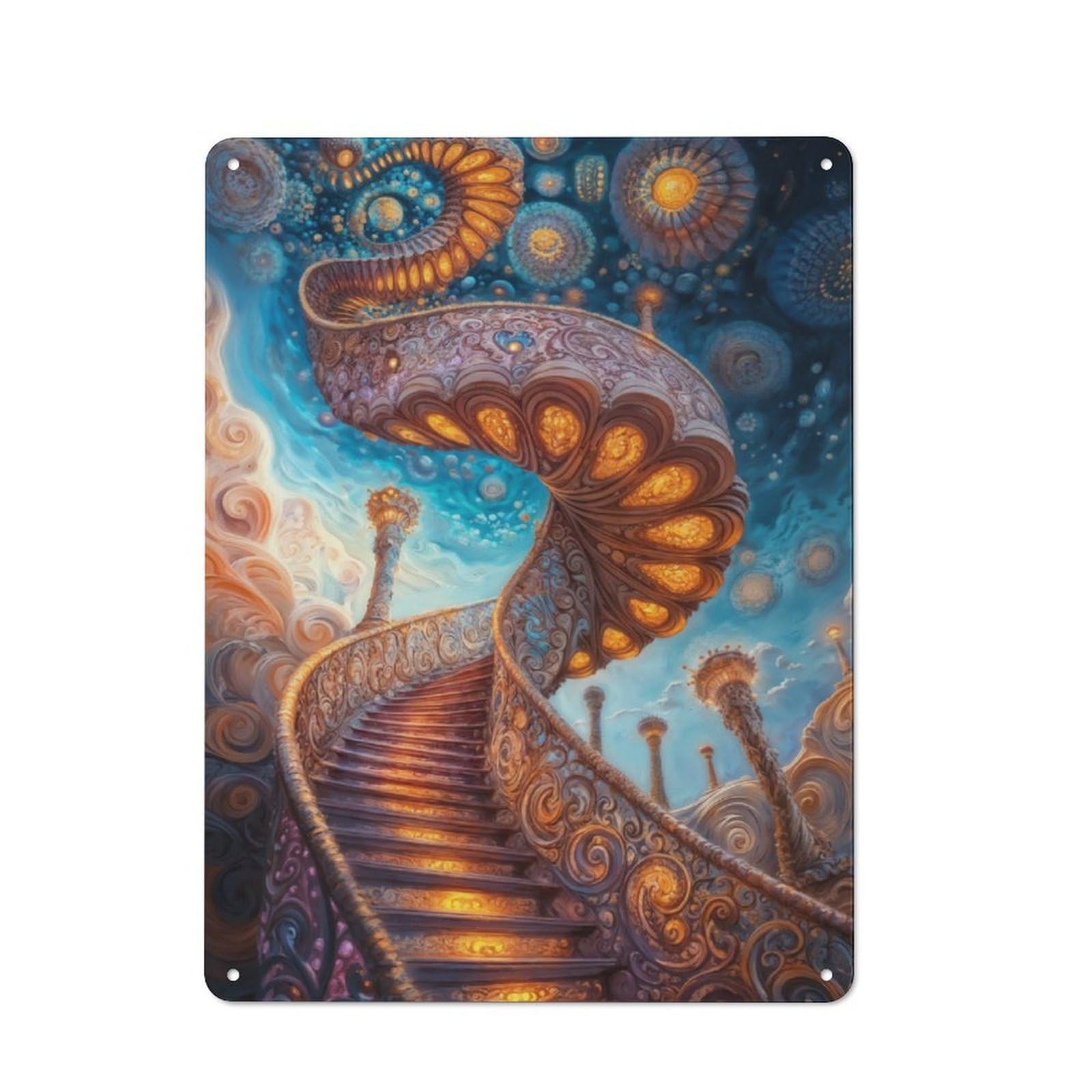 Junmoney Ornate Stairway To The Sky Metal Plaque 40X30cm With For Garage Wall, Vintage Decor, For Vintage Wall Decor Fans, For Metal Sign Collectors