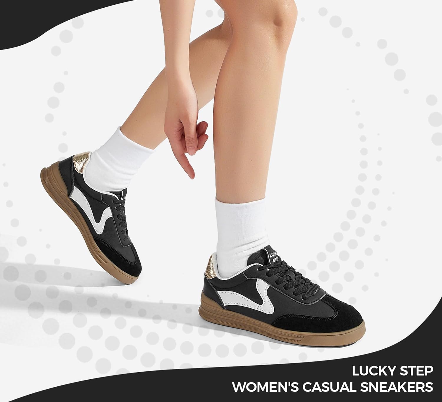 LUCKY STEP Women's Retro Fashion Sneakers Classic Cute Casual Trainers Trendy Footwear Lace up Tennis Walking Skate Shoes - Image 9