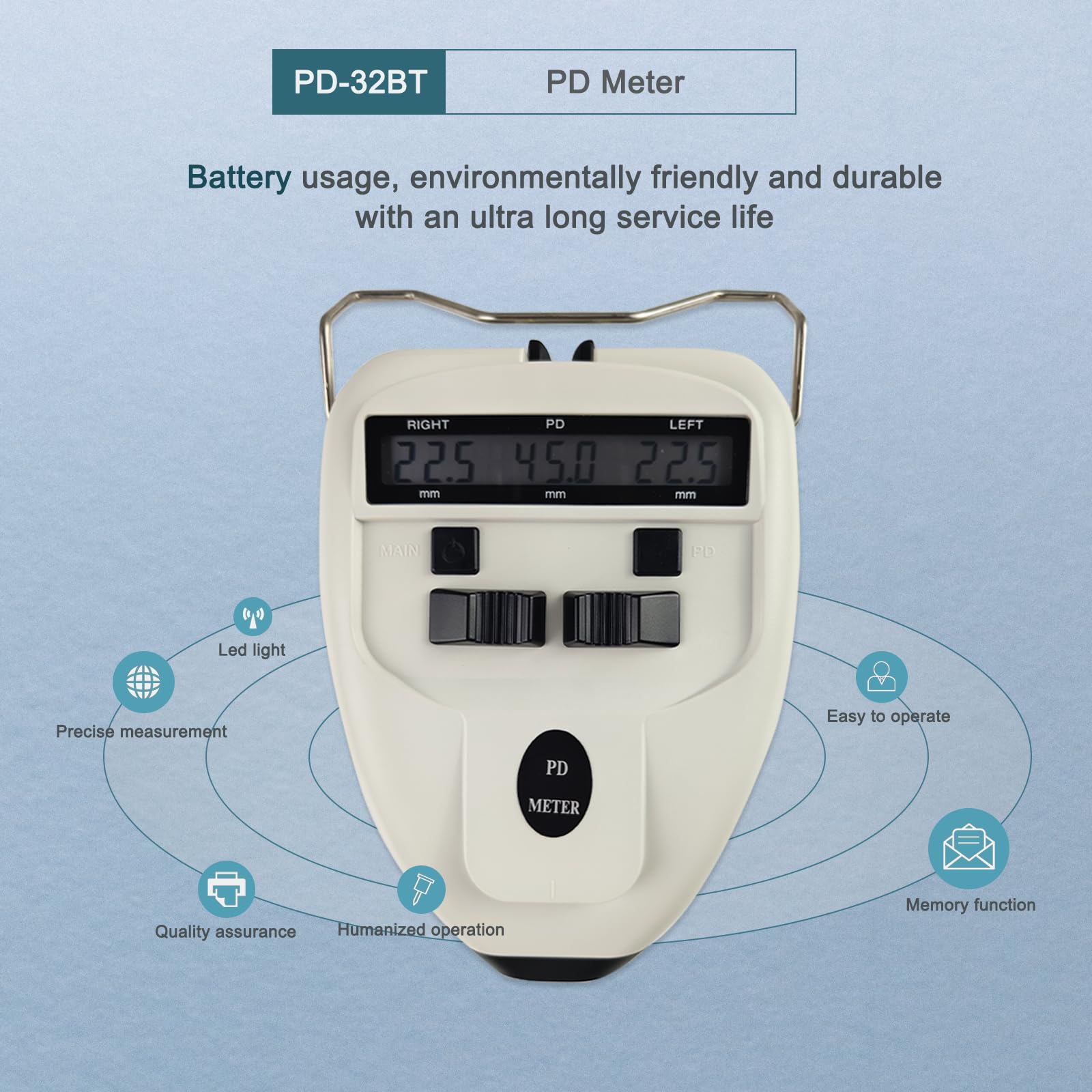 Pd - Meter Distance pupillaire numérique pupillar - Meter LED Pd - Meter LCD Display Équipement ophtalmique Optique Pd - PDS (Batterie Non Incluse)